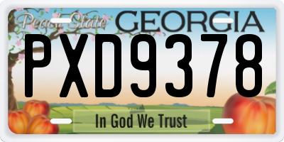 GA license plate PXD9378