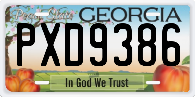 GA license plate PXD9386
