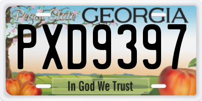 GA license plate PXD9397