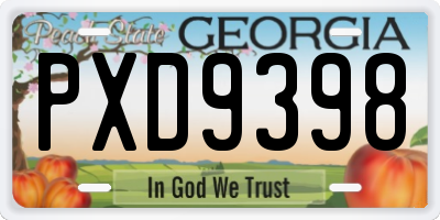 GA license plate PXD9398