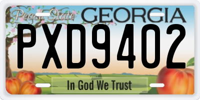 GA license plate PXD9402
