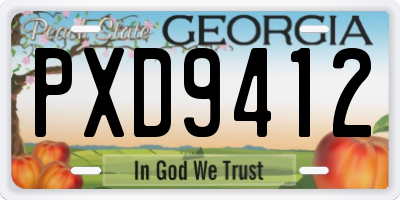 GA license plate PXD9412