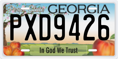 GA license plate PXD9426