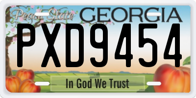 GA license plate PXD9454
