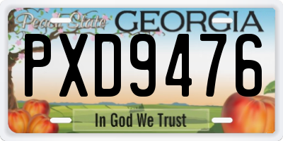 GA license plate PXD9476
