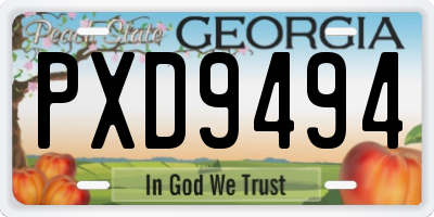 GA license plate PXD9494
