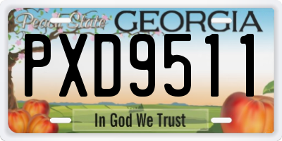 GA license plate PXD9511