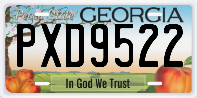 GA license plate PXD9522