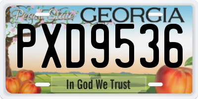 GA license plate PXD9536
