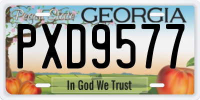 GA license plate PXD9577