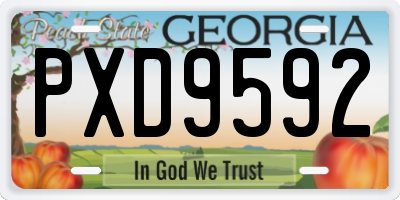 GA license plate PXD9592