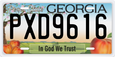 GA license plate PXD9616