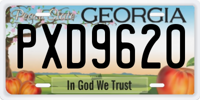 GA license plate PXD9620