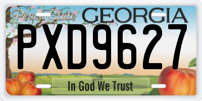 GA license plate PXD9627