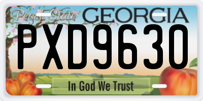 GA license plate PXD9630
