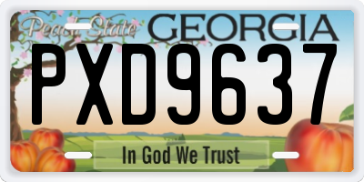 GA license plate PXD9637