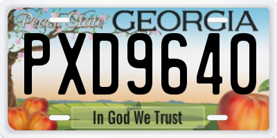 GA license plate PXD9640