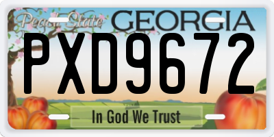 GA license plate PXD9672