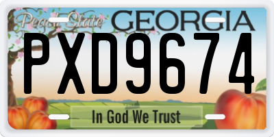 GA license plate PXD9674