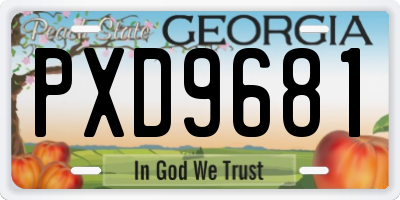 GA license plate PXD9681