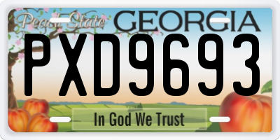 GA license plate PXD9693