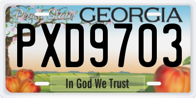GA license plate PXD9703