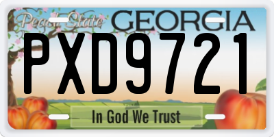 GA license plate PXD9721