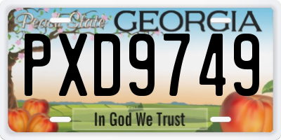 GA license plate PXD9749