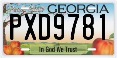 GA license plate PXD9781