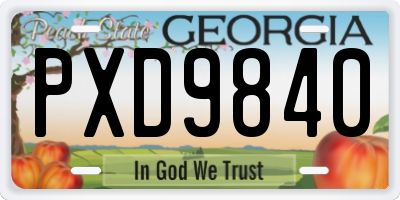 GA license plate PXD9840