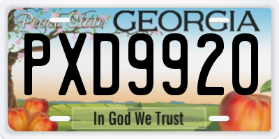 GA license plate PXD9920