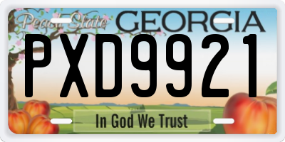 GA license plate PXD9921
