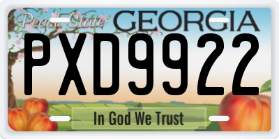 GA license plate PXD9922