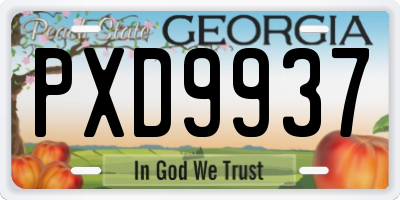 GA license plate PXD9937