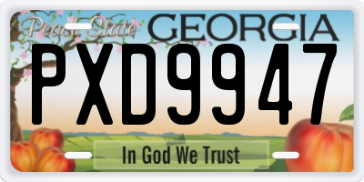 GA license plate PXD9947