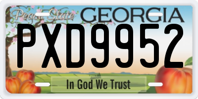 GA license plate PXD9952