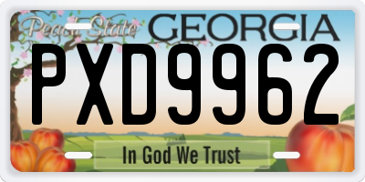 GA license plate PXD9962