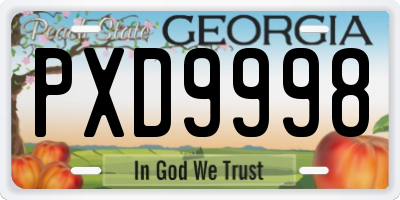 GA license plate PXD9998