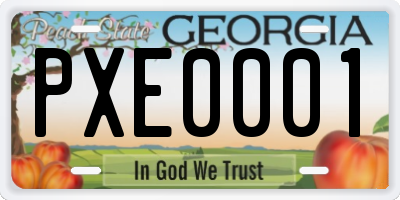GA license plate PXE0001