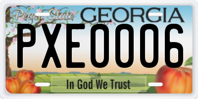 GA license plate PXE0006