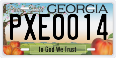 GA license plate PXE0014