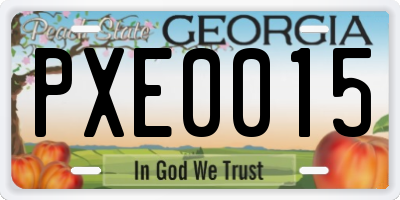 GA license plate PXE0015