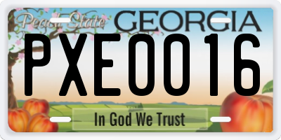 GA license plate PXE0016