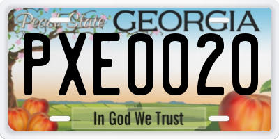 GA license plate PXE0020