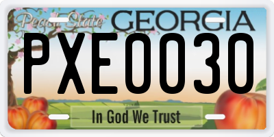 GA license plate PXE0030