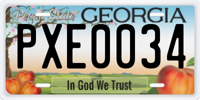 GA license plate PXE0034