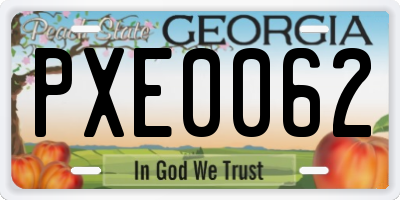 GA license plate PXE0062
