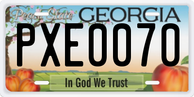 GA license plate PXE0070