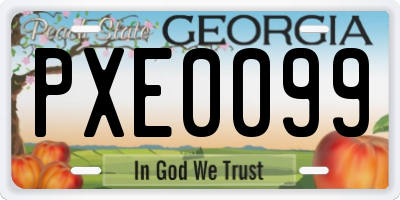 GA license plate PXE0099
