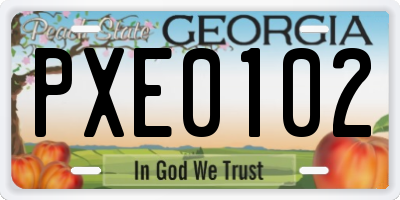 GA license plate PXE0102